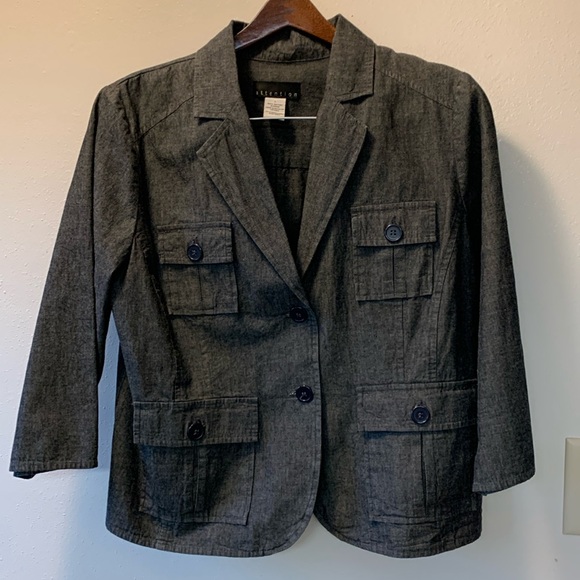 Attention Two Button Four Pocket Size Large Gray Blazer - Picture 1 of 6